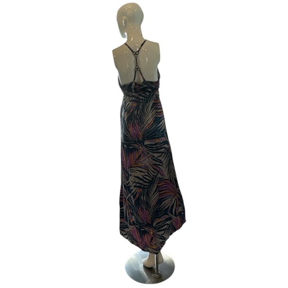Lorie Lester Miami Blue Multi Palm Print Halter Maxi Dress Size XS - Picture 14 of 15